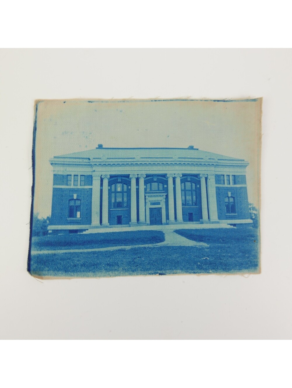 Antique Bates College Coram Library Cyanotype Photo on Cloth Lewiston Maine RARE